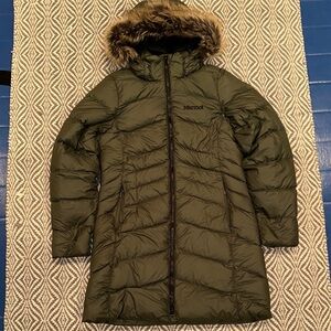 Marmot Green Ski & Snow Jacket with Fur Trim